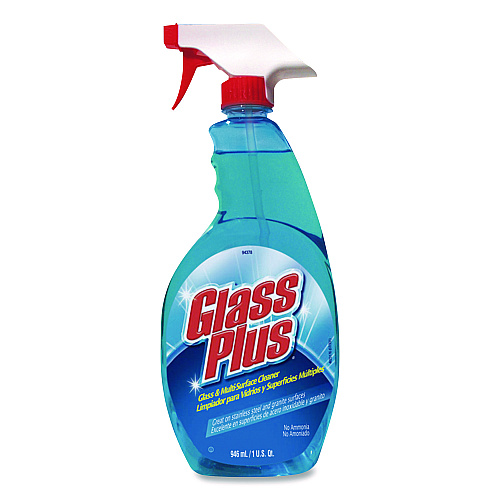 Glass Plus Glass Cleaner, 32 oz Spray Bottle, 12/Carton For Multipurpose - 32 fl oz (1 quart) - Recommended For: Grime Remover, Soil Remover, Dirt Remover, Grease Remover - Non Ammoniated, Non-streaking, Scent-free - Blue Bottle - 12 / Carton (94378CT)