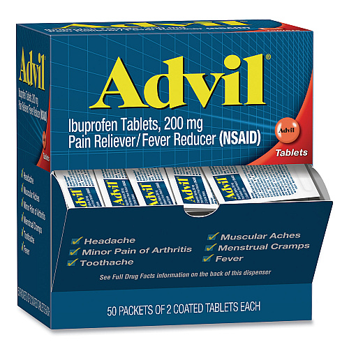 Advil Ibuprofen Tablets, Two-Pack, 50 Packs/Box (BXAVL50BX)