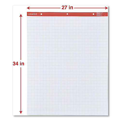 Universal Easel Pads/Flip Charts, Quadrille Rule (1 sq/in), 27 x 34, White, 50 Sheets, 2/Carton (UNV35602)