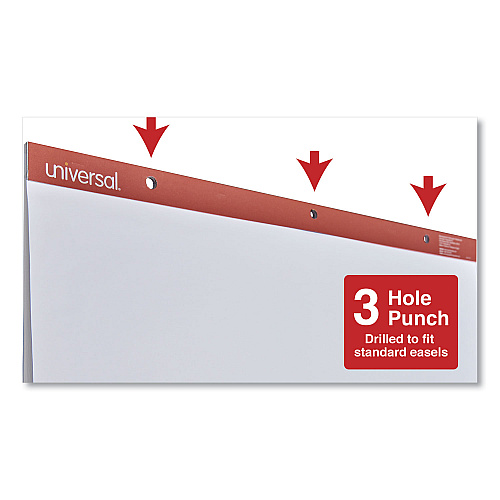 Universal Easel Pads/Flip Charts, Unruled, 27 x 34, White, 50 Sheets, 2/Carton (UNV35600)