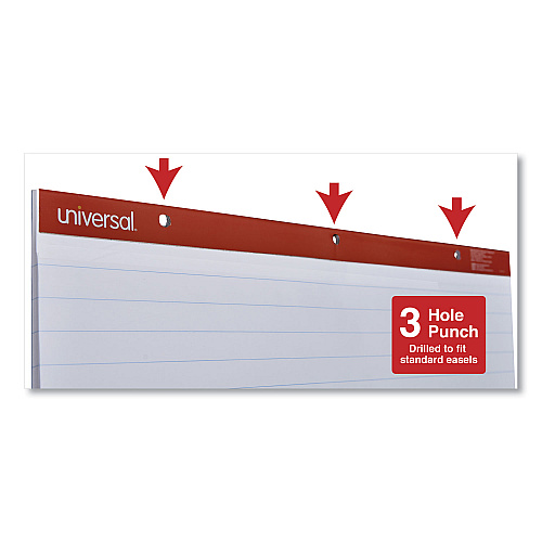 Universal Easel Pads/Flip Charts, Presentation Format (1" Rule), 27 x 34, White, 50 Sheets, 2/Carton (UNV35601)