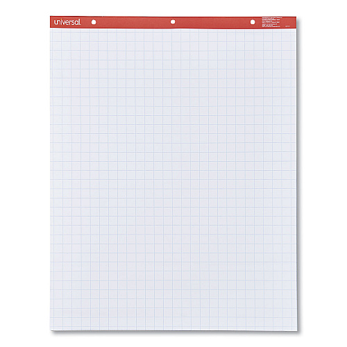 Universal Easel Pads/Flip Charts, Quadrille Rule (1 sq/in), 27 x 34, White, 50 Sheets, 2/Carton (UNV35602)