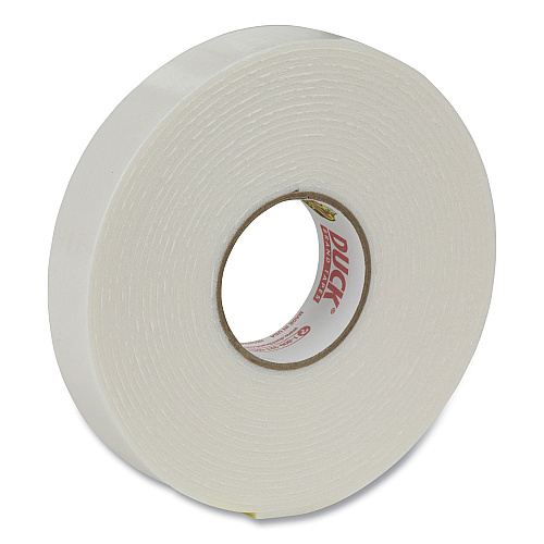 Duck Double-Stick Foam Mounting Tape, Permanent, Holds Up to 2 lbs, 0.75" x 15 ft, White (HU156)