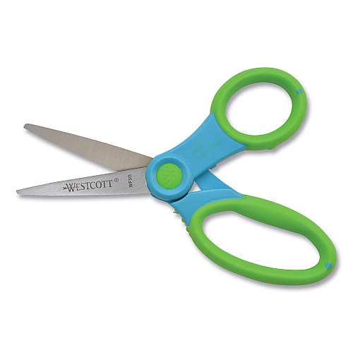 Westcott Ultra Soft Handle Scissors with Antimicrobial Protection, Point Tip, 5" Long, 2" Cut Length, Randomly Assorted Handle Color (14597)
