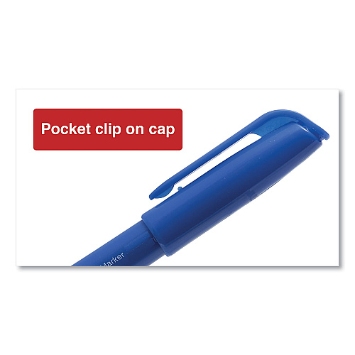 Universal Pen-Style Permanent Marker, Fine Bullet Tip, Blue, Dozen (UNV07073)