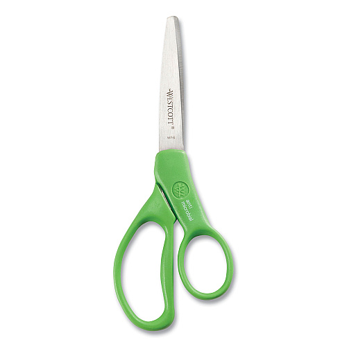 Westcott Student Scissors with Antimicrobial Protection, Pointed Tip, 7" Long, 3" Cut Length, Randomly Assorted Handle Color (14231)