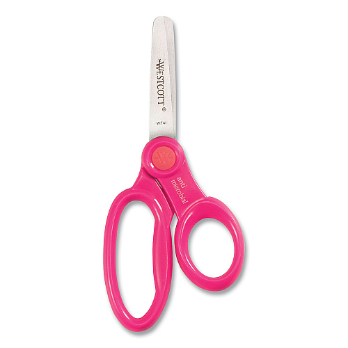 Westcott Kids' Scissors with Antimicrobial Protection, Rounded Tip, 5" Long, 2" Cut Length, Randomly Assorted Handle Color (14606)