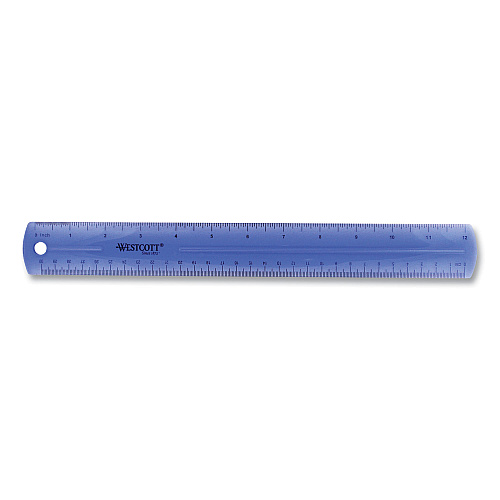 Westcott 12" Jewel Colored Ruler, Standard/Metric, Plastic (12975)
