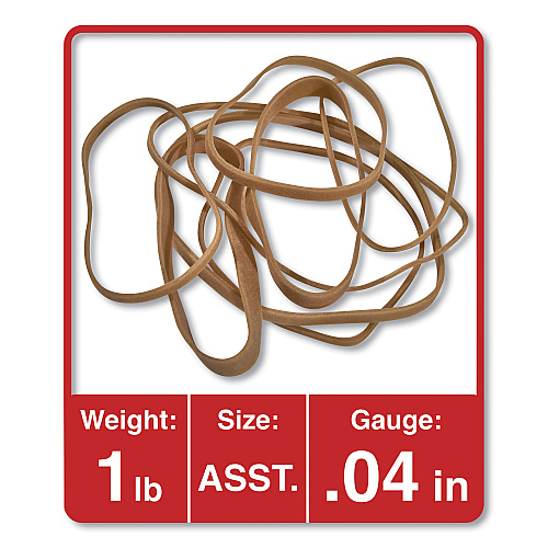 Universal Rubber Bands, Size 54 (Assorted), Assorted Gauges, Beige, 1 lb Box (UNV00154)