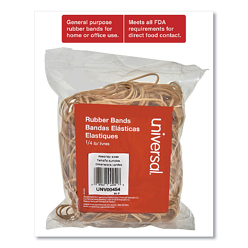 Universal Rubber Bands, Size 54 (Assorted), Assorted Gauges, Beige, 4 oz Box (UNV00454)