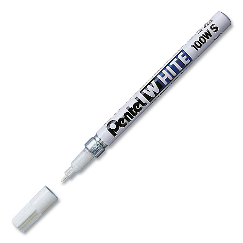 Pentel White Permanent Marker, Fine Bullet Tip, White (100WS)