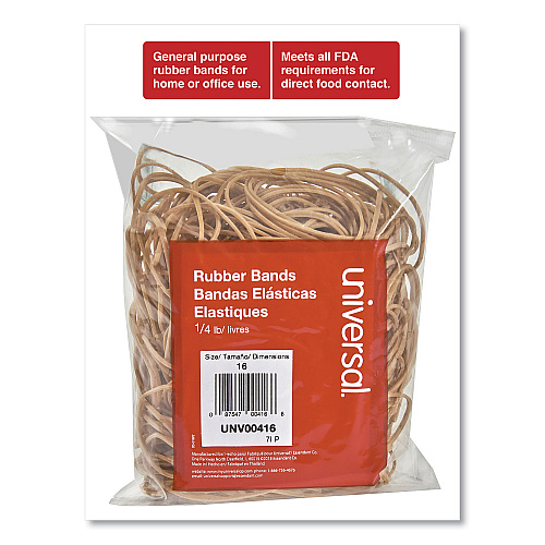 Universal Rubber Bands, Size 16, 0.04" Gauge, Beige, 4 oz Box, 475/Pack (UNV00416)