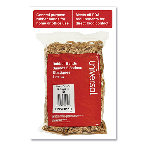 Universal Rubber Bands, Size 10, 0.04" Gauge, Beige, 1 lb Box, 3,400/Pack (UNV00110)