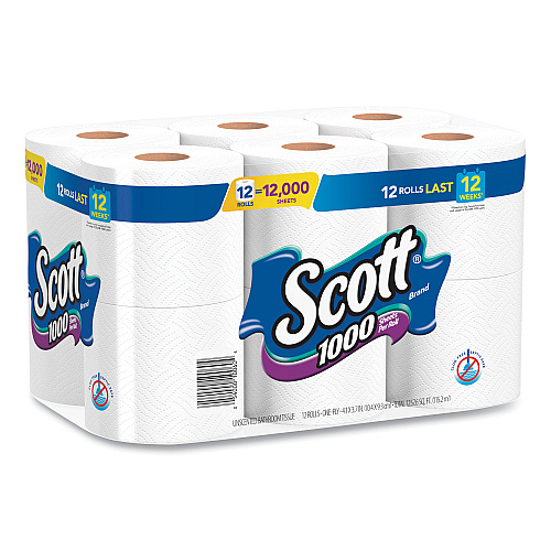 Scott&reg; Standard Toilet Paper Rolls, 1-Ply, 1000 Sheets, 48 Rolls (10060)