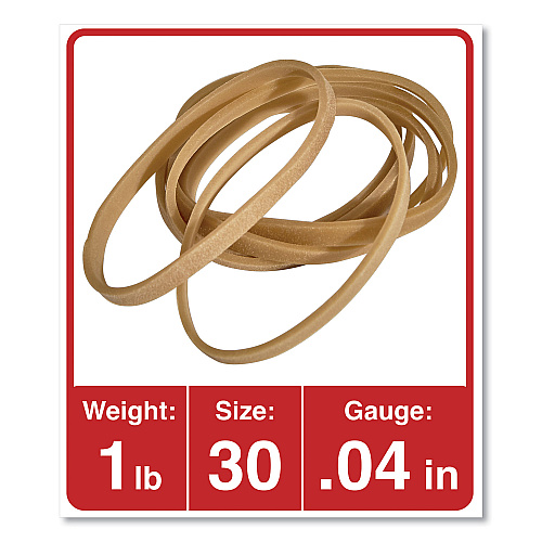 Universal Rubber Bands, Size 30, 0.04" Gauge, Beige, 1 lb Box, 1,100/Pack (UNV00130)