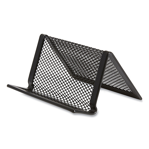 TRU RED One Compartment Business Card Holder, Holds 50 Cards, 3.07 x 0.15 x 4.4, Metal, Black (24402489)