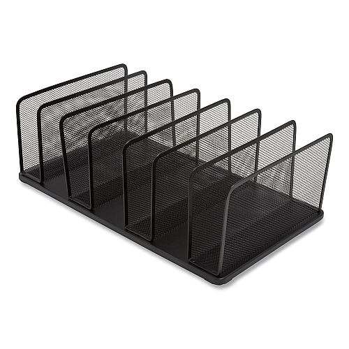 TRU RED Wire Mesh Vertical Document Sorter, 7 Sections, Letter-Size, 8.54 x 15.43 x 8.77, Matte Black (24402456)