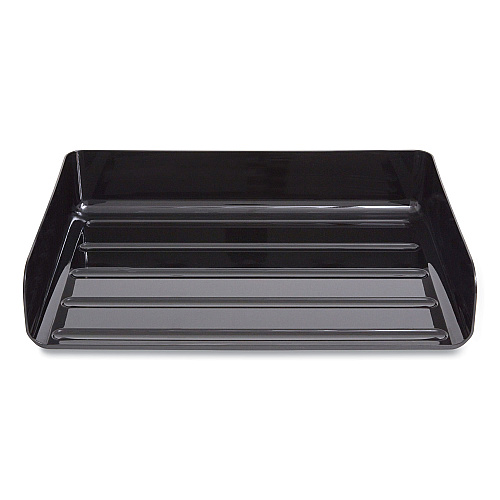 TRU RED Side-Load Stackable Plastic Document Tray, 1 Section, Legal-Size, 15.06 x 9.72 x 3.01, Black, 2/Pack (24380816)
