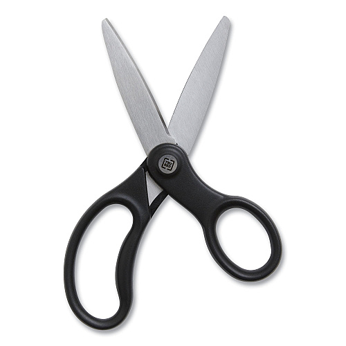 TRU RED Ambidextrous Stainless Steel Scissors, 5" Long, 2.64" Cut Length, Straight Ergonomic Black Handle (24380508)
