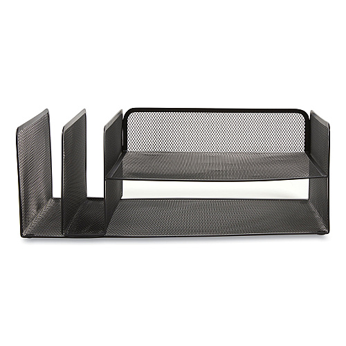 TRU RED Wire Mesh Combination Organizer, Vertical/Horizontal, 4 Sections, Letter-Size, 11.2 x 17.4 x 6.54, Matte Black (24402476)