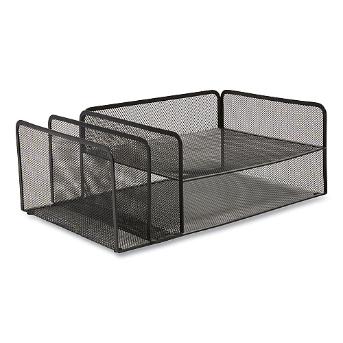 TRU RED Wire Mesh Combination Organizer, Vertical/Horizontal, 4 Sections, Letter-Size, 11.2 x 17.4 x 6.54, Matte Black (24402476)