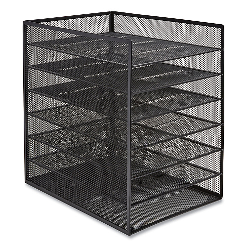 TRU RED Front-Load Enclosed Wire Mesh Horizontal Document Organizer, 6 Sections, Letter-Size, 9.25 x 13.38 x 13.38, Matte Black (24402482)