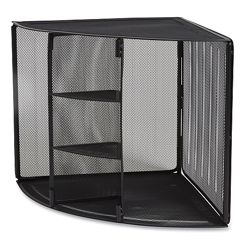 TRU RED Wire Mesh Corner Organizer, Four Sections, 5.28 x 14.17 x 19.37, Black (24404806)