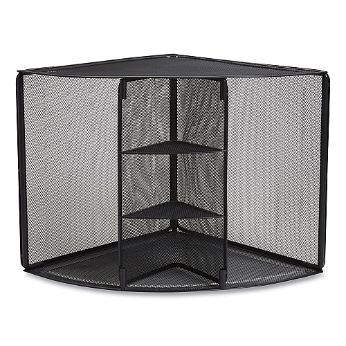TRU RED Wire Mesh Corner Organizer, Four Sections, 5.28 x 14.17 x 19.37, Black (24404806)