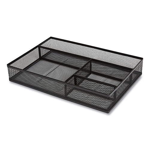 TRU RED Mesh Drawer Organizer, Four Compartment, 13.58 x 9.45 x 2.2, Black (24402479)