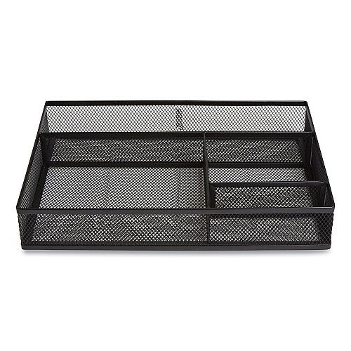 TRU RED Mesh Drawer Organizer, Four Compartment, 13.58 x 9.45 x 2.2, Black (24402479)