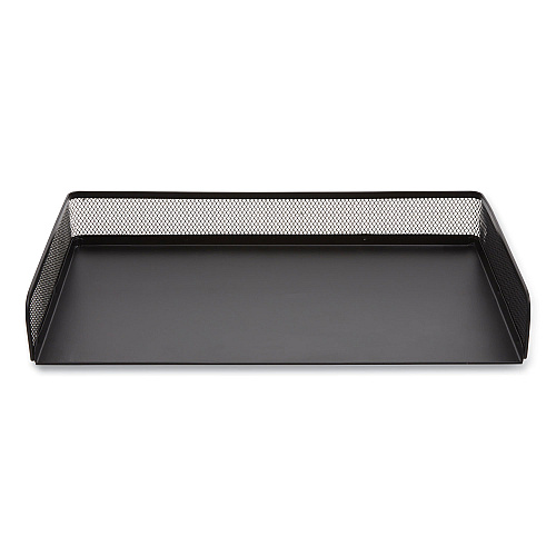 TRU RED Side-Load Stackable Wire Mesh Document Tray, 1 Section, Legal-Size, 17.32 x 9.84 x 2.76, Matte Black (24402477)