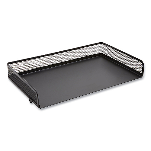 TRU RED Side-Load Stackable Wire Mesh Document Tray, 1 Section, Legal-Size, 17.32 x 9.84 x 2.76, Matte Black (24402477)