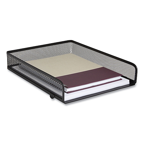 TRU RED Front-Load Stackable Wire Mesh Document Tray, 1 Section, Letter-Size, 9.37 x 12.48 x 2.32, Matte Black (24402469)