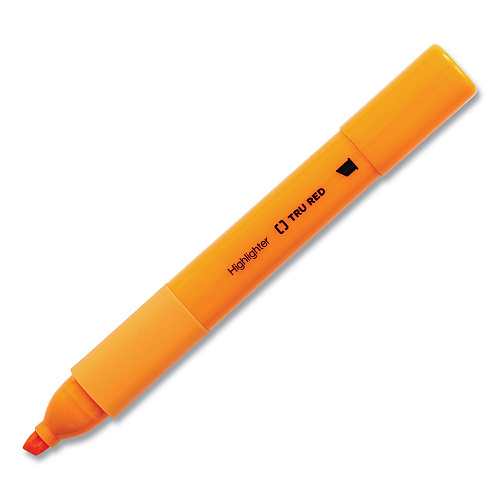 TRU RED Tank Style Chisel Tip Highlighter, Assorted Ink Colors, Chisel Tip, Assorted Barrel Colors, 12/Pack (24376663)