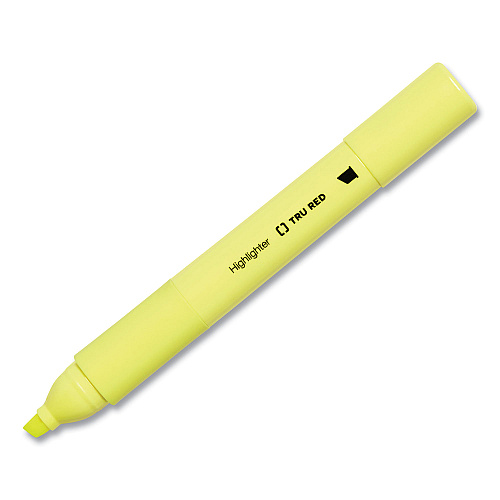 TRU RED Pen Style Chisel Tip Highlighter, Yellow Ink, Chisel Tip, Yellow Barrel, 36/Pack (24376639)