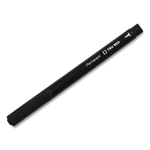 TRU RED Permanent Marker, Tank-Style, Medium Chisel Tip, Black, 5/Pack (24376594)