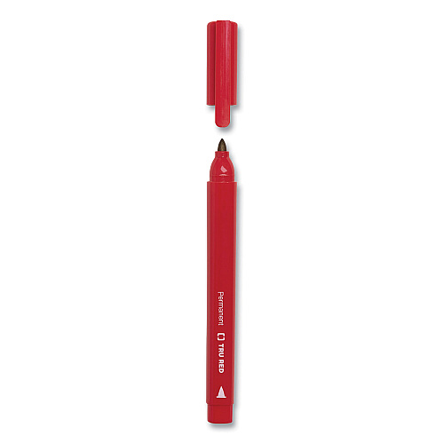 TRU RED Permanent Marker, Pen-Style, Fine Bullet Tip, Assorted Colors, 12/Pack (24376650)