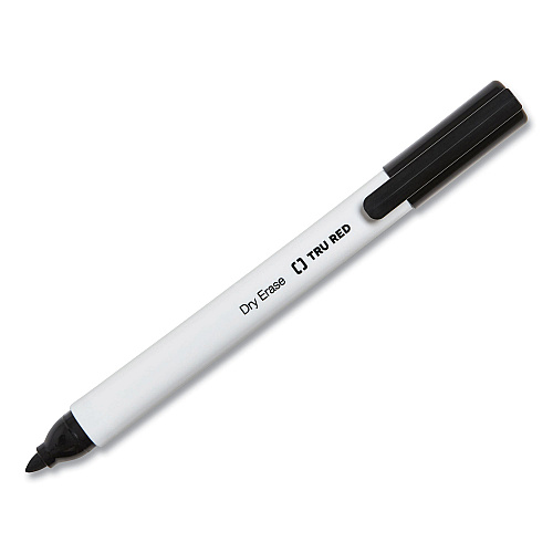 TRU RED Dry Erase Marker, Pen-Style, Fine Bullet Tip, Black, Dozen (24376605)