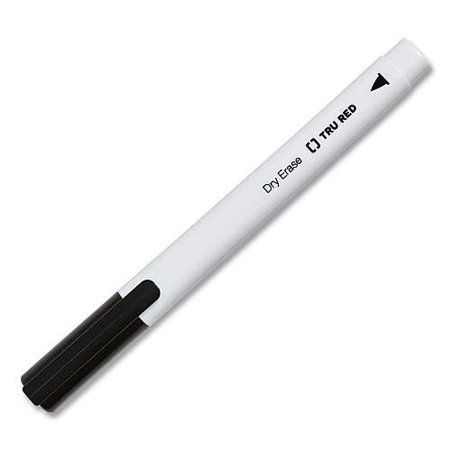TRU RED Dry Erase Marker, Pen-Style, Fine Bullet Tip, Black, 4/Pack (24376609)