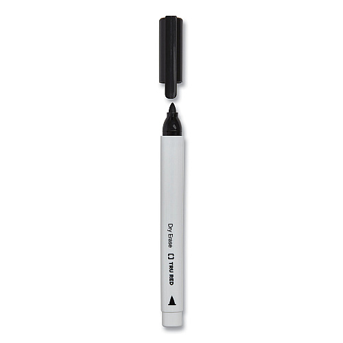 TRU RED Dry Erase Marker, Pen-Style, Fine Bullet Tip, Black, 4/Pack (24376609)