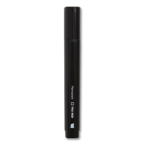 TRU RED Permanent Marker, Tank-Style, Medium Chisel Tip, Black, 36/Pack (24376642)
