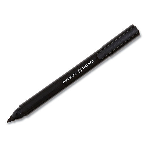 TRU RED Permanent Marker, Pen-Style, Fine Bullet Tip, Black, 5/Pack (24376621)