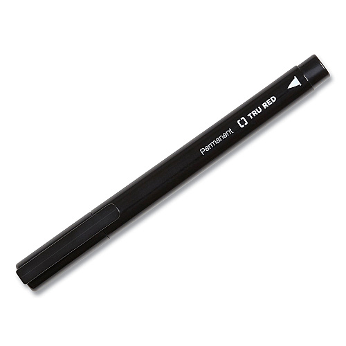 TRU RED Permanent Marker, Pen-Style, Fine Bullet Tip, Black, 5/Pack (24376621)