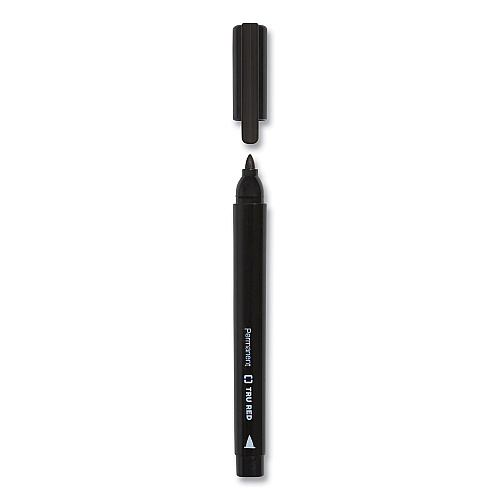 TRU RED Permanent Marker, Pen-Style, Fine Bullet Tip, Black, 5/Pack (24376621)