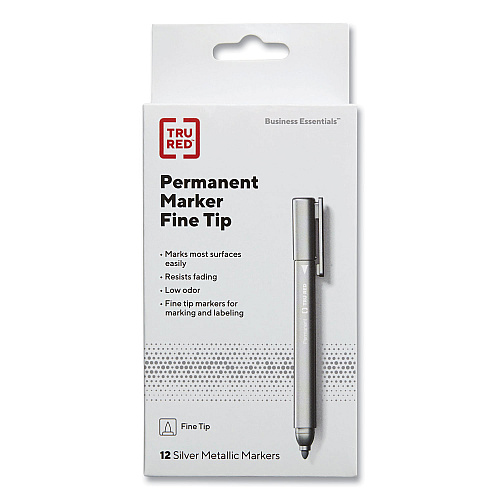 TRU RED Permanent Marker, Pen-Style, Extra-Fine Needle Tip, Black, 36/Pack (24376653)