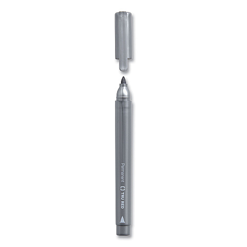 TRU RED Permanent Marker, Pen-Style, Extra-Fine Needle Tip, Black, 36/Pack (24376653)