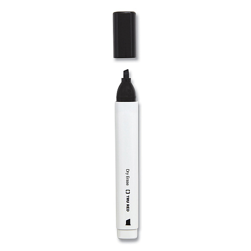 TRU RED Dry Erase Marker, Tank-Style, Medium Chisel Tip, Black, Dozen (24376603)
