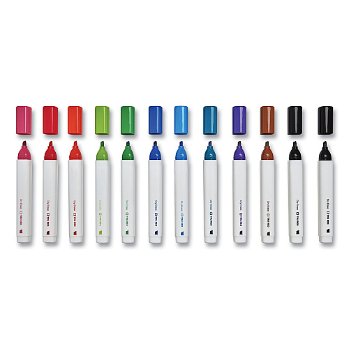TRU RED Dry Erase Marker, Tank-Style, Medium Chisel Tip, Assorted Colors, 12/Pack (24376599)