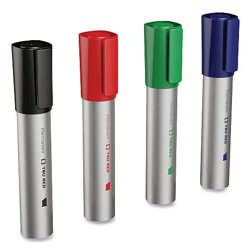 TRU RED XL Permanent Marker, Extra-Broad Chisel Tip, Assorted Colors, 4/Pack (24398949)