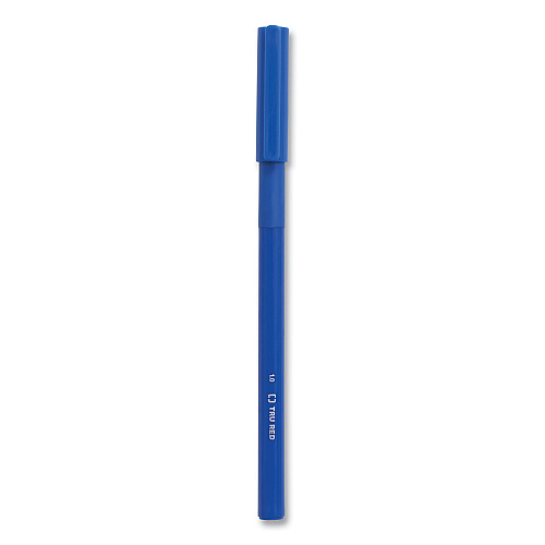 TRU RED Gripped Ballpoint Pen, Stick, Medium 1 mm, Blue Ink, Blue Barrel, Dozen (24328145)